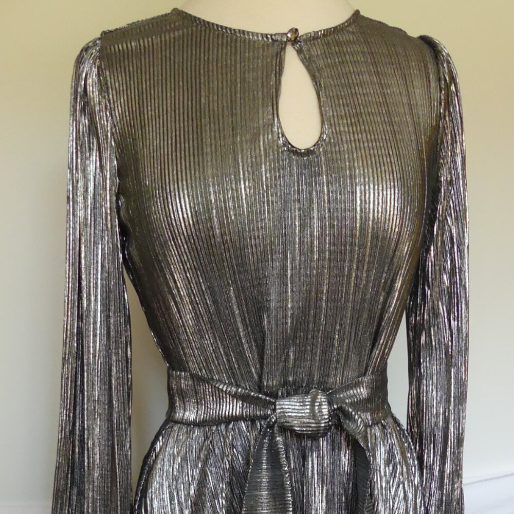 Soft Surroundings Annabelle Pleated Maxi Dress w/ Shash Silver USA Size XS (2/4)